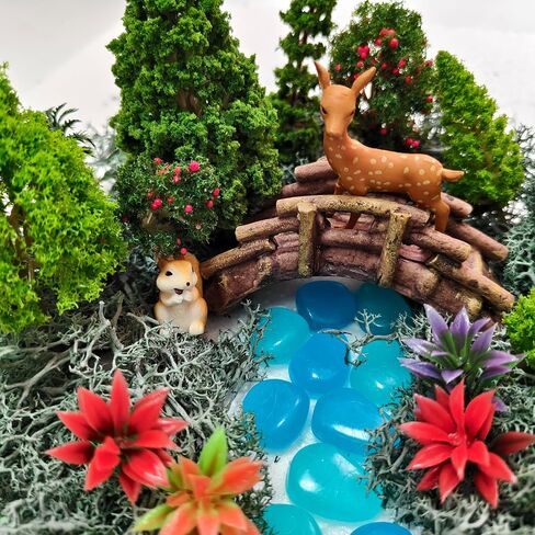 OrgMemory 45 Pcs Animal Tree, Moss, Forest Animals Figures, Plastic Trees for Projects, Model Train Scenery with No Bases, Miniature Trees Diorama Hobby Train Scenery in Saudi Arabia