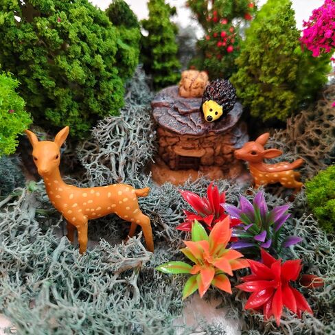 OrgMemory 45 Pcs Animal Tree, Moss, Forest Animals Figures, Plastic Trees for Projects, Model Train Scenery with No Bases, Miniature Trees Diorama Hobby Train Scenery in Saudi Arabia