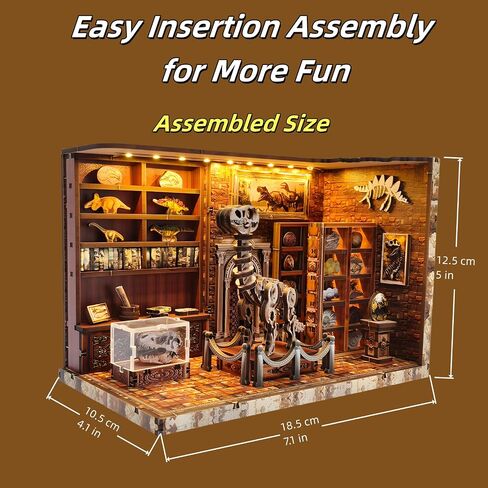DIY Miniature House Kit ، Dollhouse Kit للبالغين والمراهقين والمبتدئين ، مجموعة حرفة طراز ثلاثية الأبعاد مع LED ، معهد أبحاث الديناصورات ، ديكور رف الكتب ، هدية لأصدقاء العائلة in Saudi Arabia