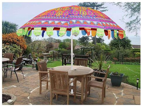 Garden Umbrellas-Garden Parasol Umbrellas, Patio Umbrellas, Handmade Umbrellas, Decorative Umbrellas for Bridal Shower, Outside Umbrella for Garden, Wedding Party Umbrella (Multi Color Peacock) in Kuwait