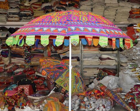 Garden Umbrellas-Garden Parasol Umbrellas, Patio Umbrellas, Handmade Umbrellas, Decorative Umbrellas for Bridal Shower, Outside Umbrella for Garden, Wedding Party Umbrella (Multi Color Peacock) in Kuwait