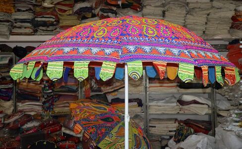 Garden Umbrellas-Garden Parasol Umbrellas, Patio Umbrellas, Handmade Umbrellas, Decorative Umbrellas for Bridal Shower, Outside Umbrella for Garden, Wedding Party Umbrella (Multi Color Peacock) in Kuwait