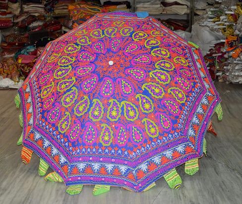 Garden Umbrellas-Garden Parasol Umbrellas, Patio Umbrellas, Handmade Umbrellas, Decorative Umbrellas for Bridal Shower, Outside Umbrella for Garden, Wedding Party Umbrella (Multi Color Peacock) in Kuwait