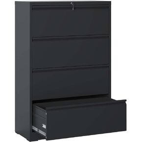 4 Drawer File Cabinet with Lock Metal Storage Cabinet with Hanging Bars File Cabinets for Home Office Black File Cabinet for Hanging Letter/legal/f4/a4 Silent Drawer Anti-tip in Kuwait