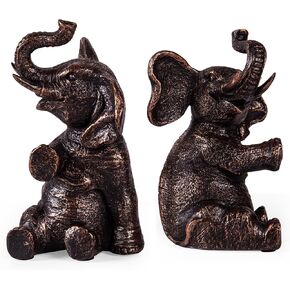 Decorative Vintage Elephant Bookends with Non-Slip Padding for Shelves to Hold Books - Heavy Duty Resin Book Holders for Bookshelf Decor, Home, Office, Living Room – 4" L x 4" W x 7"H in Saudi Arabia