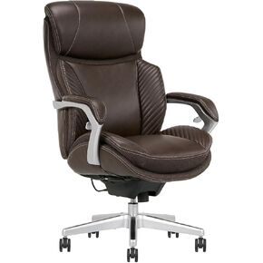 iComfort i6000 Series Big & Tall Ergonomic Bonded Leather High-Back Executive Chair, Brown/Silver in Kuwait