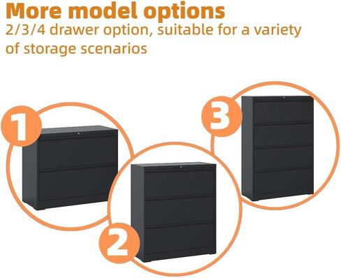 4 خزانة ملفات درج مع خزانة تخزين المعادن مع قضبان معلقة خزائن ملفات للمكتب المنزلي Black File Cabinet for Legal/F4/A4 Silent Drawer anti-Tip in Kuwait