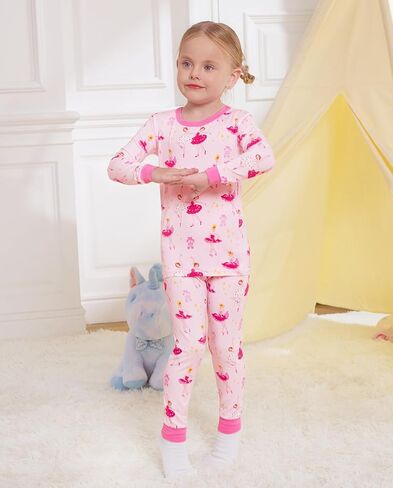 Bamboo Baby Boys Girls Pajama Sets 2-8Y Toddler Kids Softness Two Piece Long-Sleeve Snug fit Sleepwear Pjs White Panda in Kuwait