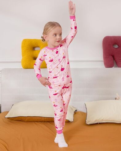 Bamboo Baby Boys Girls Pajama Sets 2-8Y Toddler Kids Softness Two Piece Long-Sleeve Snug fit Sleepwear Pjs White Panda in Kuwait