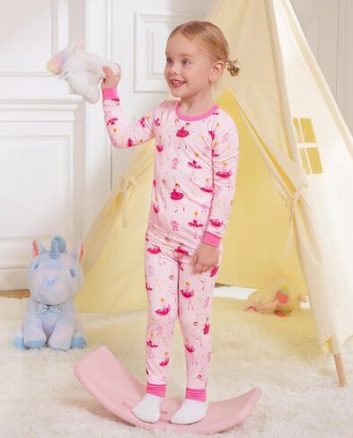 Bamboo Baby Boys Girls Pajama Sets 2-8Y Toddler Kids Softness Two Piece Long-Sleeve Snug fit Sleepwear Pjs White Panda in Kuwait