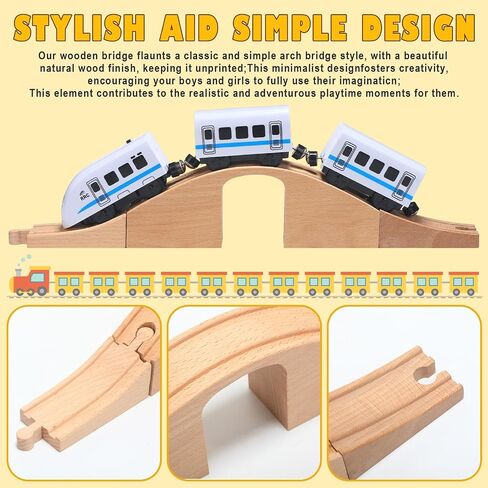 9 Pcs Wood Train Track Expansion Set 6 Arches Viaduct Bridge Train Bridges Railway Track Connectors Compatible Accessories with Railroad for Most Major Toy Railway in Saudi Arabia