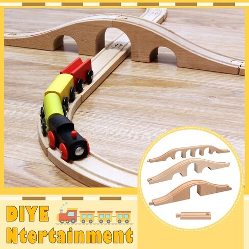 9 Pcs Wood Train Track Expansion Set 6 Arches Viaduct Bridge Train Bridges Railway Track Connectors Compatible Accessories with Railroad for Most Major Toy Railway in Saudi Arabia