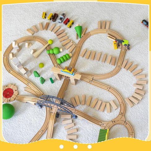9 Pcs Wood Train Track Expansion Set 6 Arches Viaduct Bridge Train Bridges Railway Track Connectors Compatible Accessories with Railroad for Most Major Toy Railway in Saudi Arabia