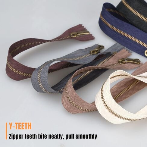 السوستة المعدنية العتيقة المكونة من 12 عبوة لسلطات الجينز والحقائب الثقيلة متعددة الحجم ، 6 ألوان ، مقاومة للصدأ （10 بوصة） in Kuwait