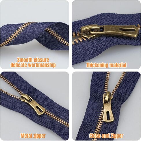 السوستة المعدنية العتيقة المكونة من 12 عبوة لسلطات الجينز والحقائب الثقيلة متعددة الحجم ، 6 ألوان ، مقاومة للصدأ （10 بوصة） in Kuwait