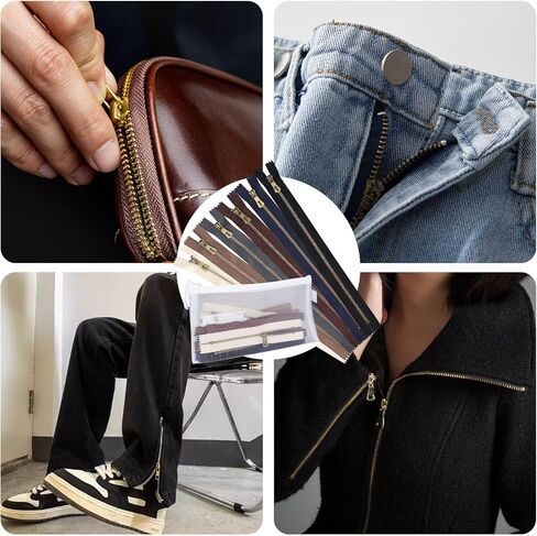 السوستة المعدنية العتيقة المكونة من 12 عبوة لسلطات الجينز والحقائب الثقيلة متعددة الحجم ، 6 ألوان ، مقاومة للصدأ （10 بوصة） in Kuwait