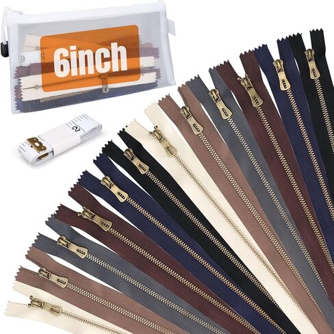 السوستة المعدنية العتيقة المكونة من 12 عبوة لسلطات الجينز والحقائب الثقيلة متعددة الحجم ، 6 ألوان ، مقاومة للصدأ （10 بوصة） in Kuwait