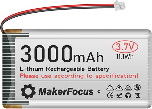 MakerFocus 4pcs 3.7V 3000mAh Lithium Polymer Rechargeable Battery 1S 1C LiPo Battery with Protection Board Insulated Rubber Tape and Micro JST 1.25 Plug for Arduino ESP32 Development Board in Kuwait