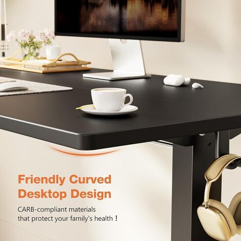 Sweetcrispy Electric Adjustable Height Standing Desk - 48 x 24 inch Sit to Stand Up Desk with Splice Board, Rising Home Office Computer Table with 2 Hook and Wire Hole for Work in Saudi Arabia