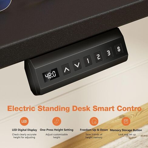Sweetcrispy Electric Adjustable Height Standing Desk - 48 x 24 inch Sit to Stand Up Desk with Splice Board, Rising Home Office Computer Table with 2 Hook and Wire Hole for Work in Saudi Arabia