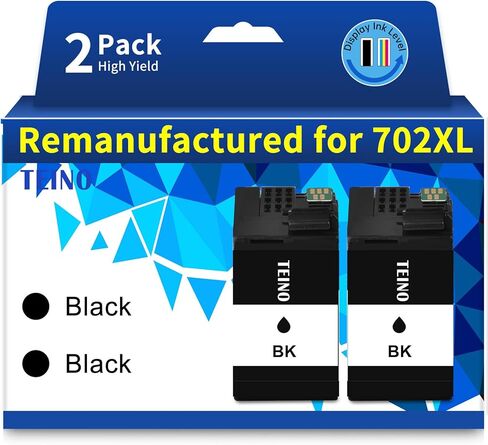 TEINO Remanufactured Ink Cartridge Replacement for Epson 702 702XL T702 T702XL use with Epson Workforce Pro WF-3720 WF-3730 WF-3733 (Black, 2-Pack) in Kuwait