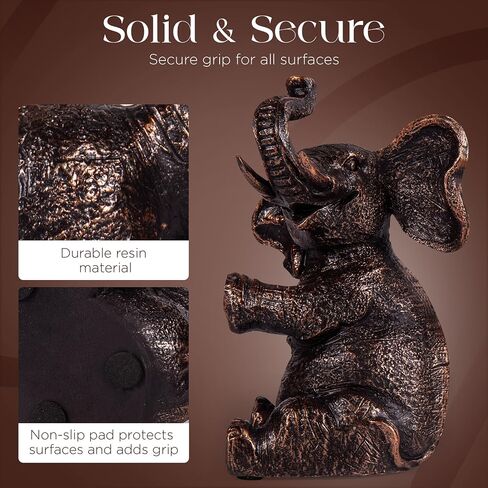 Bookends Vintage Elephant Devinative مع حشوة غير قابلة للانزلاق للأرفف لعقد الكتب - حاملات الكتب الراتنج الثقيلة لديكور رف الكتب ، المنزل ، المكتب ، غرفة المعيشة - 4 "L x 4" W × 7 "H in Saudi Arabia