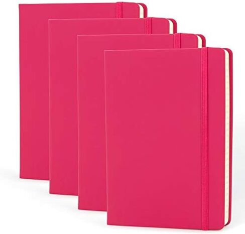 ببساطة حزمة دفاتر تكوين Genius - A5 Pink ، 4 Pack - حكمت كلية Hardcover College مجلة السفر وملاحظة عمل مبطنة in Saudi Arabia