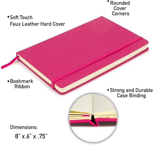 ببساطة حزمة دفاتر تكوين Genius - A5 Pink ، 4 Pack - حكمت كلية Hardcover College مجلة السفر وملاحظة عمل مبطنة in Saudi Arabia
