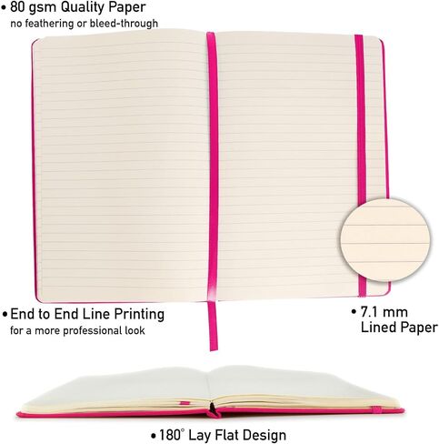 ببساطة حزمة دفاتر تكوين Genius - A5 Pink ، 4 Pack - حكمت كلية Hardcover College مجلة السفر وملاحظة عمل مبطنة in Saudi Arabia