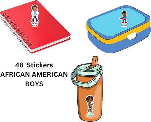 boy stickers, motivational quotes, Black History month, 48 stickers, African American, lap top decals, water bottle stickers, school, daycare accessories in Saudi Arabia