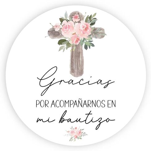 Mi Bautizo Gracias por Acompañarnos لصالح الملصقات - ملصقات المعمودية الإسبانية - ملصقات Mi Bautizo - مجموعة من 40 ملصقات - 2 بوصة جولة in Saudi Arabia