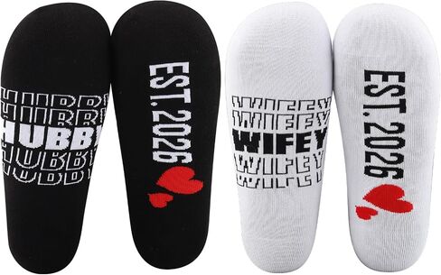 MBMSO Couples Socks Set Newlyweds Gift Socks Hubby and Wifey Est. 2024 Wedding Gift for Bride and Groom Socks Engagement Gift in Saudi Arabia