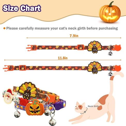 Cat Collars Breakaway with Bell - Halloween/Thanksgiving/Christmas Pattern Fall Pet Collar 3 Pack for Kittens Puppies and Tiny Pets Small Pets in Kuwait