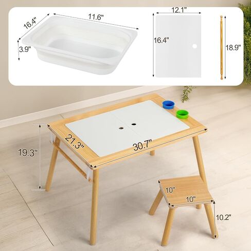 Karl home Sensory Table for Toddlers with Stool, Multifunction Activity Table with 2 Storage Bins, Kids Table with Pen Holder, Art & Craft, Play Sand Indoor and Outdoor, Gifts for Boys and Girls in Saudi Arabia