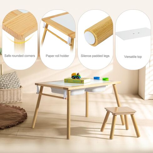 Karl home Sensory Table for Toddlers with Stool, Multifunction Activity Table with 2 Storage Bins, Kids Table with Pen Holder, Art & Craft, Play Sand Indoor and Outdoor, Gifts for Boys and Girls in Saudi Arabia