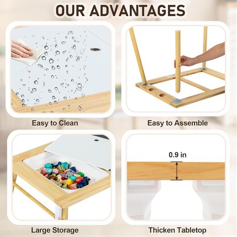 Karl home Sensory Table for Toddlers with Stool, Multifunction Activity Table with 2 Storage Bins, Kids Table with Pen Holder, Art & Craft, Play Sand Indoor and Outdoor, Gifts for Boys and Girls in Saudi Arabia