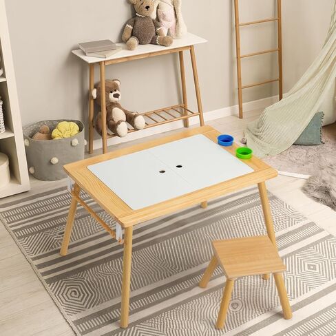 Karl home Sensory Table for Toddlers with Stool, Multifunction Activity Table with 2 Storage Bins, Kids Table with Pen Holder, Art & Craft, Play Sand Indoor and Outdoor, Gifts for Boys and Girls in Saudi Arabia