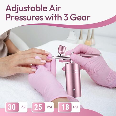 Lussmioe 30psi البخاخة للأظافر مجموعة البخاخة المحمولة مع ضاغط آلة رذاذ فرشاة الهواء القابلة لإعادة الشحن عالي الضغط مع فوهة 0.3 مم لطلاء طراز مكياج كعكة حلاقة in Kuwait