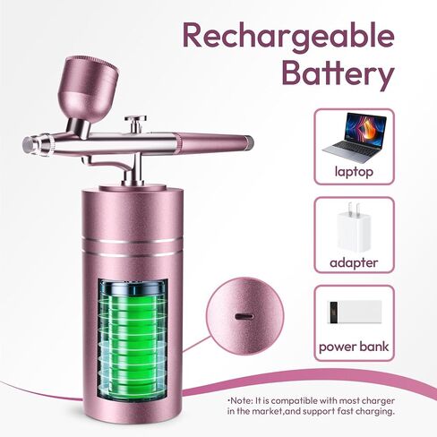 Lussmioe 30psi البخاخة للأظافر مجموعة البخاخة المحمولة مع ضاغط آلة رذاذ فرشاة الهواء القابلة لإعادة الشحن عالي الضغط مع فوهة 0.3 مم لطلاء طراز مكياج كعكة حلاقة in Kuwait