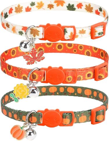 Cat Collars Breakaway with Bell - Halloween/Thanksgiving/Christmas Pattern Fall Pet Collar 3 Pack for Kittens Puppies and Tiny Pets Small Pets in Kuwait