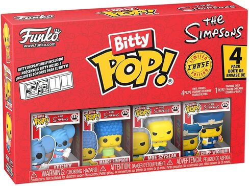 فونكو بوب! Bitty: Simpsons - حكة ، Marge Simpson ، Moe Szyslak ، وشخصية صغيرة غامضة - 0.9 بوصة (2.2 سم) - Simpsons Collable - Scareable Display Shelf in Kuwait