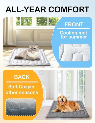 Dog Cooling Mat, Reversible Self-Cooling Mat for pet, Cool Fabric Top & Velvet Back, Portable Ice Cool Fabric Dog Bed, Easy Washable Summer Pets Cool Pad for Indoor Outdoor (XL(59.0″*39.8″)) in Saudi Arabia