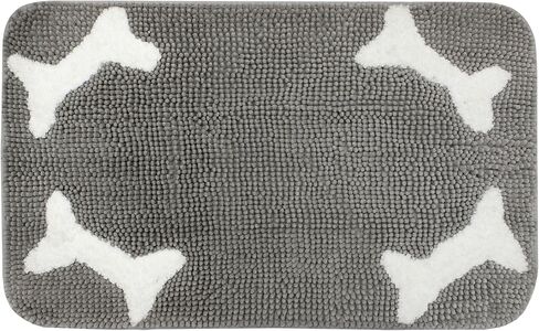 COTTON CRAFT Dog Door Mat for Muddy Paws - Bones Washable Pet Bed Mat - Ultra Absorbent Non Slip Doormat - Quick Dry Rug - Soft Plush Microfiber Chenille Indoor Outdoor Entrance Mat - 20x31 - Grey in Kuwait
