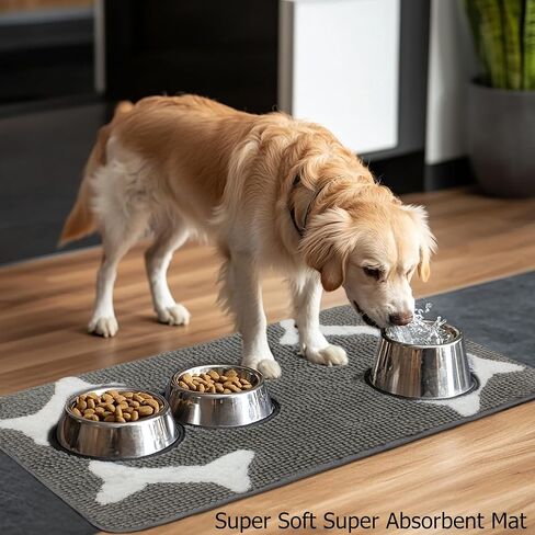 COTTON CRAFT Dog Door Mat for Muddy Paws - Bones Washable Pet Bed Mat - Ultra Absorbent Non Slip Doormat - Quick Dry Rug - Soft Plush Microfiber Chenille Indoor Outdoor Entrance Mat - 20x31 - Grey in Kuwait