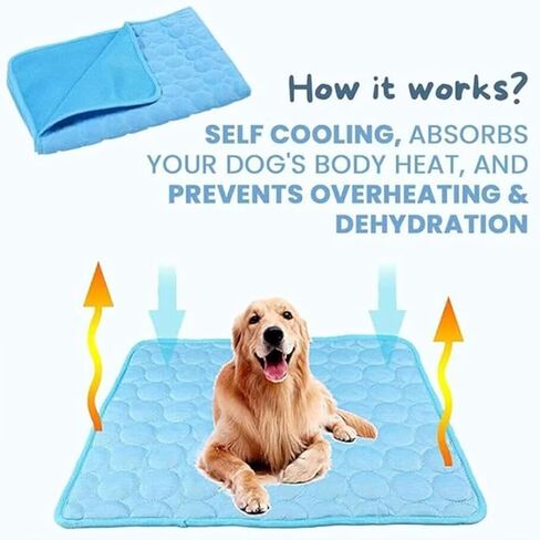 2025 New Dog Cooling Mat, Pet Cooling Mats, Summer Cool Pads Pet Mat Outdoor for Dogs & Cats, Pet Bed Mats Machine Washable (Blue, 70×55 cm | 28×22") in Saudi Arabia