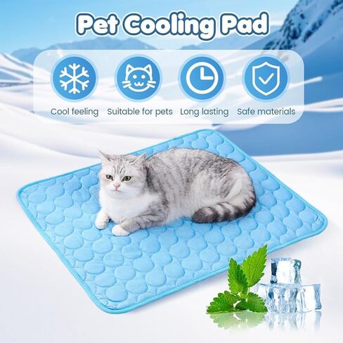 2025 New Dog Cooling Mat, Pet Cooling Mats, Summer Cool Pads Pet Mat Outdoor for Dogs & Cats, Pet Bed Mats Machine Washable (Blue, 70×55 cm | 28×22") in Saudi Arabia