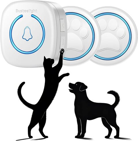 Dog Bells to Go Outside - Wireless Dog Door Bell with 1000ft Range, 60 Melodies, LED, Waterproof Potty Training Bell for Dogs - Dog Door Bells for Potty Training (White - 2 Bells & 1 Receiver) in Kuwait