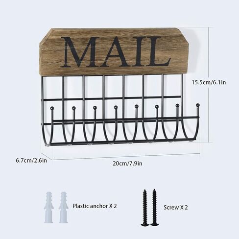 SRIWATANA Key Holder for Wall, Mail Organizer Wall Mount with Metal Storage Basket, Key Holder with 5 Hooks for Entryway, Office, Home Decor, Black in Saudi Arabia