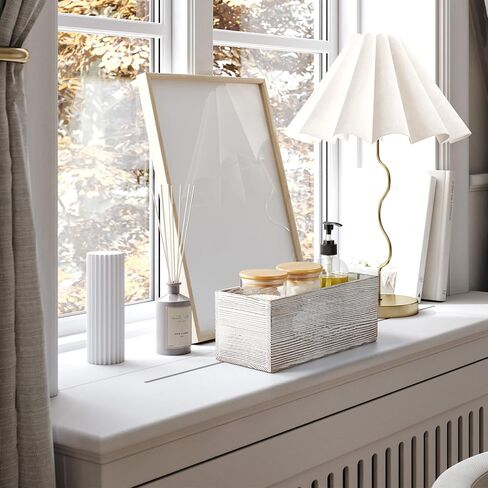 Mail Organizer countertop, Wood Mail Holder 2 Slots, Phone Box with Hidden Charging Port, White Wash Letter Holder, Desk Organizers & Accessories for Home Office Decor in Saudi Arabia