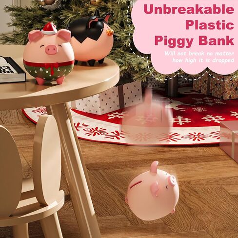 Piggy Bank for Girls, Small Cute Money Saving Bank, Unbreakable Vinyl Little Decoration Pig Coin Box, Mini Personalized Money Container for Kids, Toddler, Boy (Pink) in Saudi Arabia